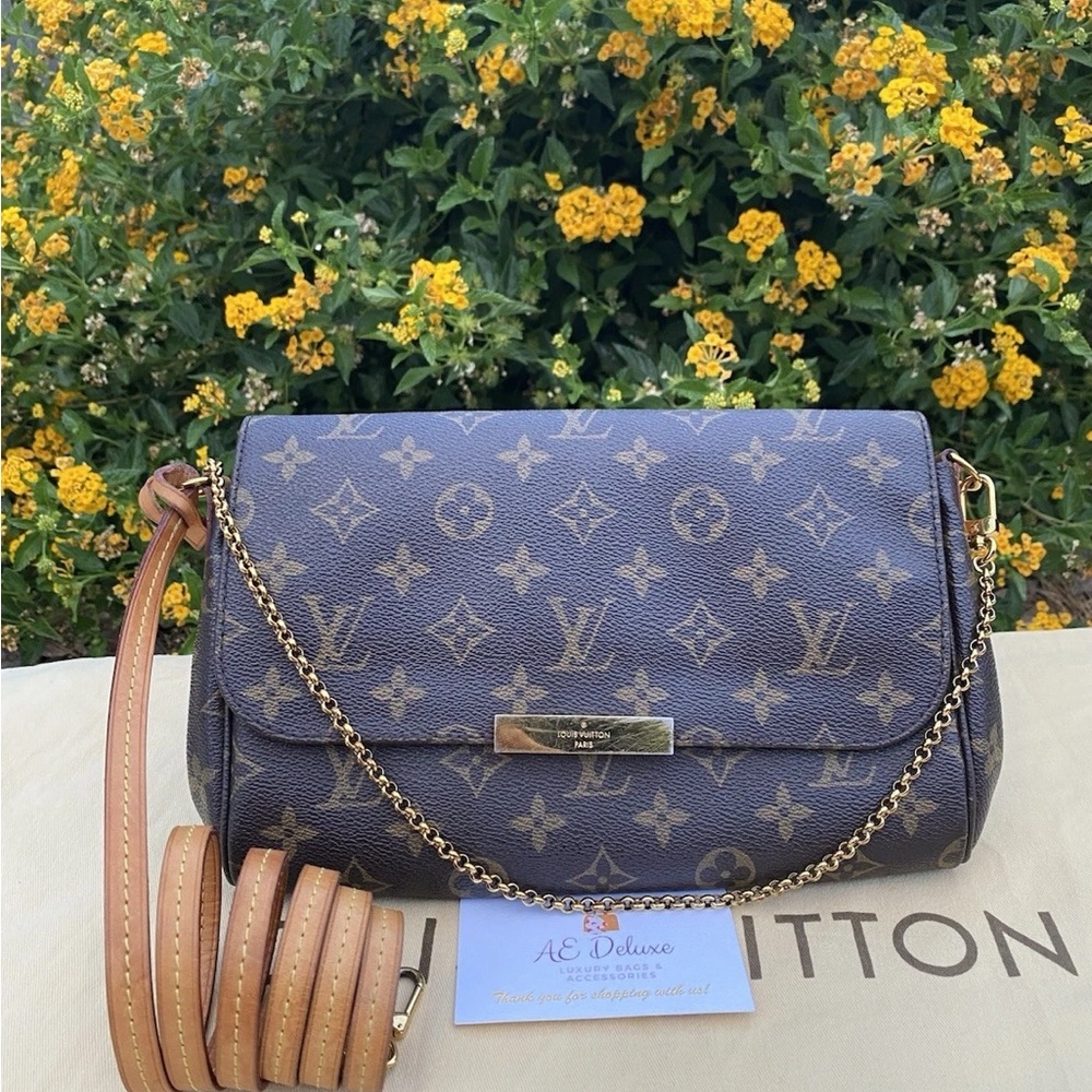 Louis Vuitton Favorite MM Monogram Chain Clutch Crossbody (DU0117)